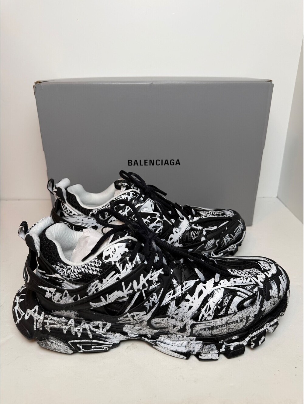 Balenciaga Track Graffiti Black Sneakers Mens Size 14/47 New